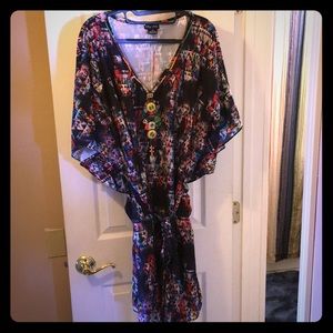 City Chic tunic dress with statement necklace